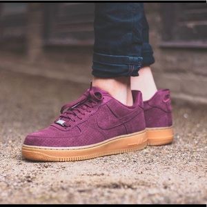 Nike Air Force 1 suede Burgundy platform sneakers